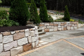 curved stone retaining garden wall